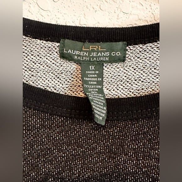 Lauren Ralph Lauren Women’s Boat Neck Drawstring Gray Cotton Top Size‎ 1x - Picture 2 of 3